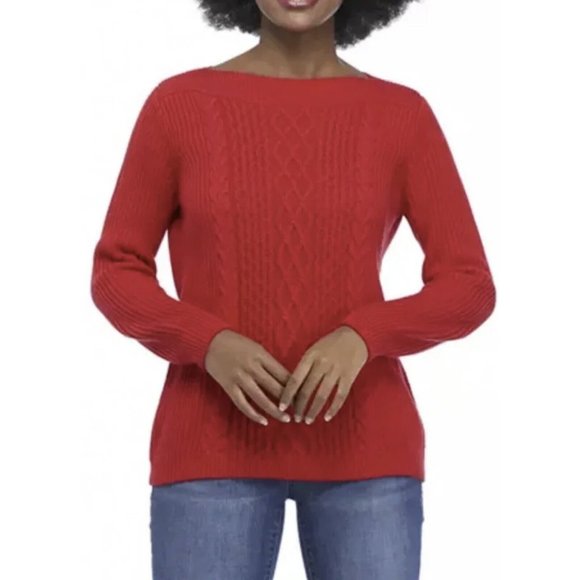 Tommy Hilfiger Womens Cable-Knit Pullover Sweater Scarlet Size XL - Picture 1 of 12